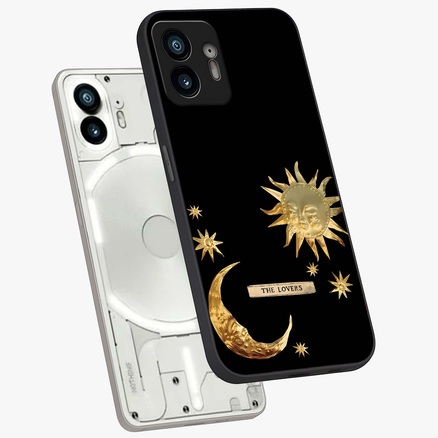 Gold Sun Blush Glass Case displayed in angled mockup highlighting radiant sun design with warm golden aesthetic.