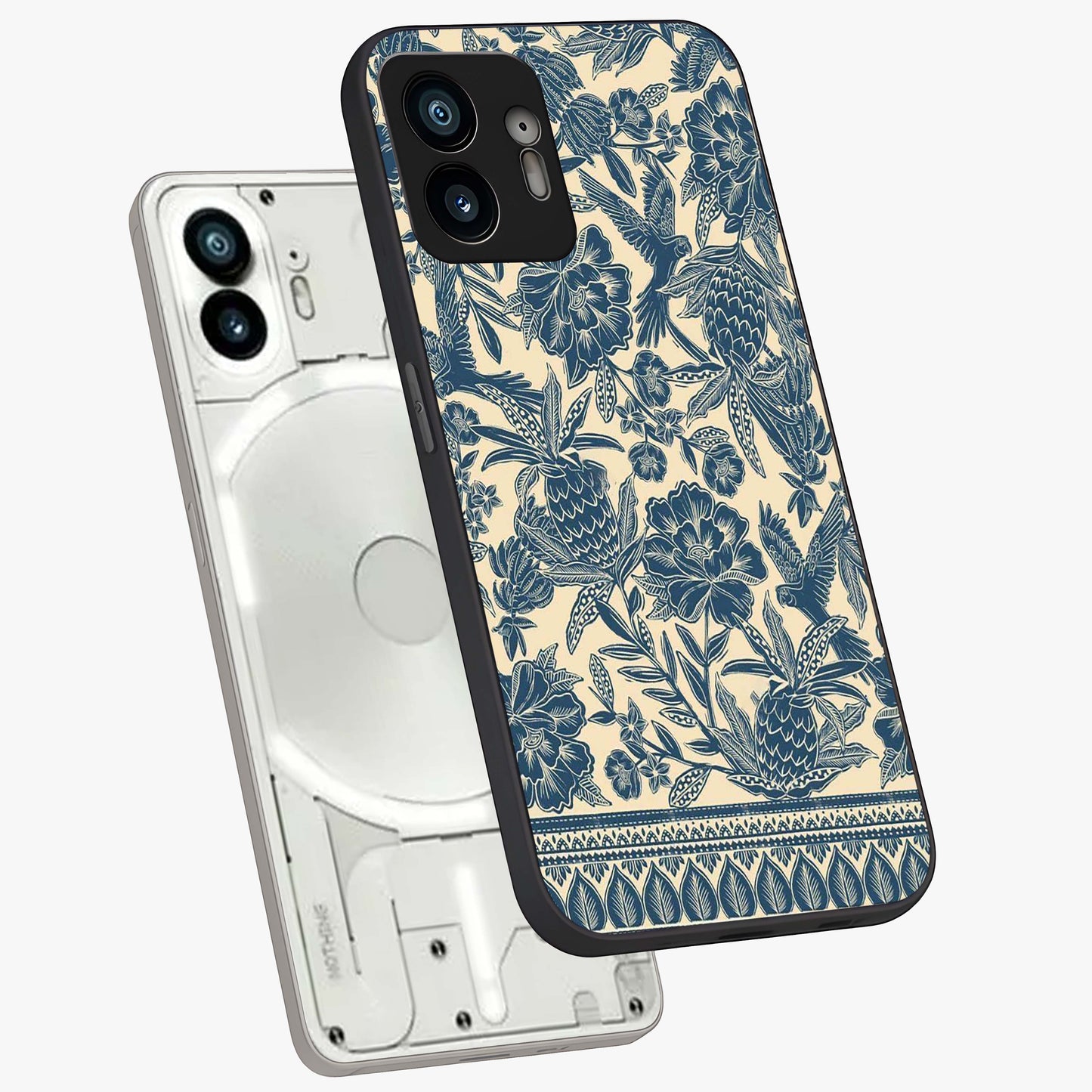 Heirloom Wild Bloom Glass Case displayed in angled mockup highlighting botanical bloom design with classic aesthetic style.