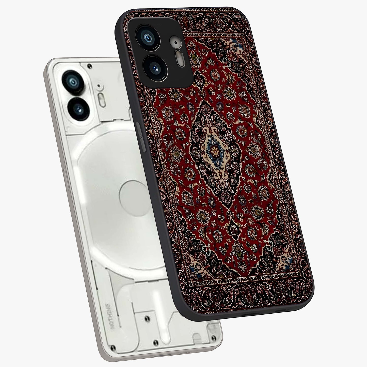 Heritage Carpet Royale Glass Case displayed in angled mockup highlighting intricate royal carpet design with heritage aesthetic.