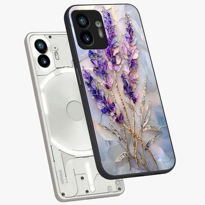 Lavender Dream Glow Glass Case displayed in angled mockup highlighting dreamy purple glow design with soft artistic style.