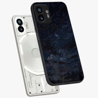 Lunar Veil Silence Glass Case displayed in angled mockup highlighting soft lunar design with peaceful celestial aesthetic.