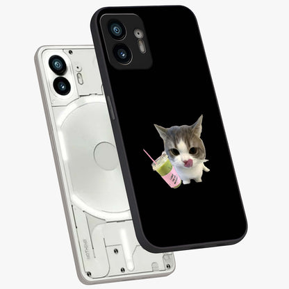Matcha Cat Style Glass Case displayed in angled mockup highlighting playful feline design with pastel matcha aesthetic.