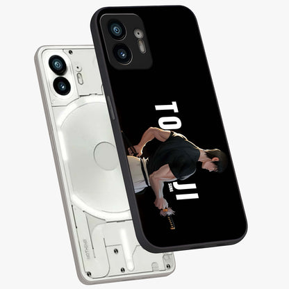 Midnight Blade Resolve Glass Case displayed in angled mockup highlighting powerful blade illustration with dramatic dark aesthetic.