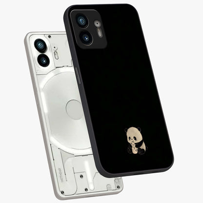 Midnight Panda Love Glass Case displayed in angled mockup highlighting adorable panda illustration with midnight aesthetic.