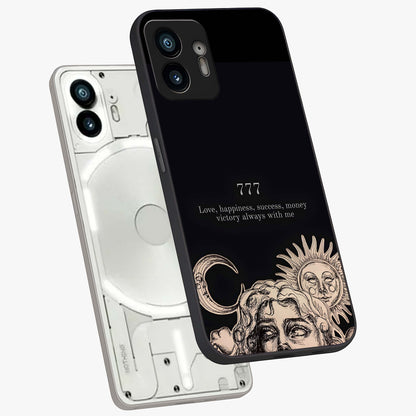 Mystic Victory Aura Glass Case displayed in angled mockup highlighting energetic aura design with bold mystical aesthetic.