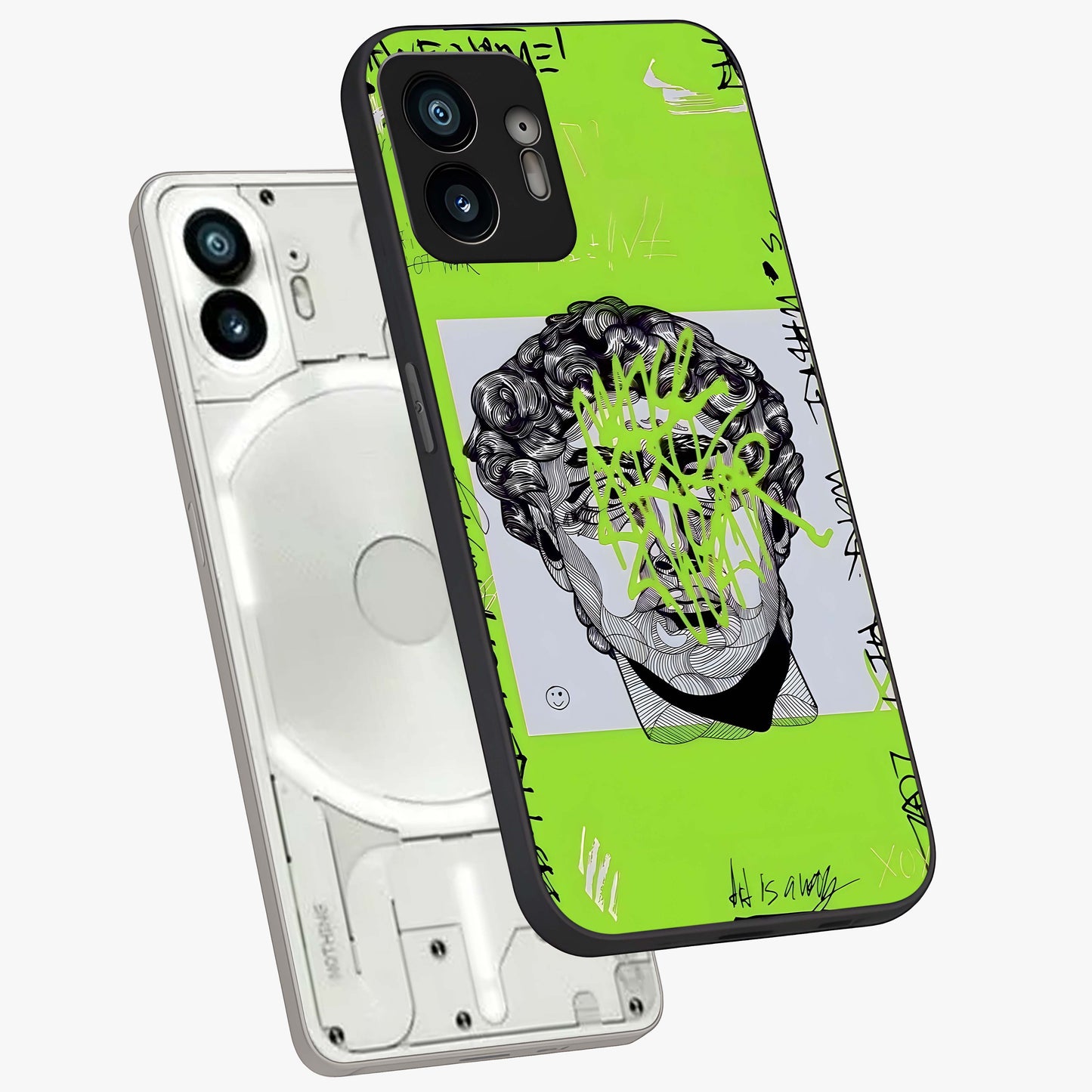 Neo Graffiti Rebellion Glass Case displayed in angled mockup highlighting urban street art design with rebellious aesthetic.