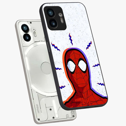 Omg Spiderman Glass Case displayed in angled mockup highlighting dynamic hero illustration with action comic aesthetic.