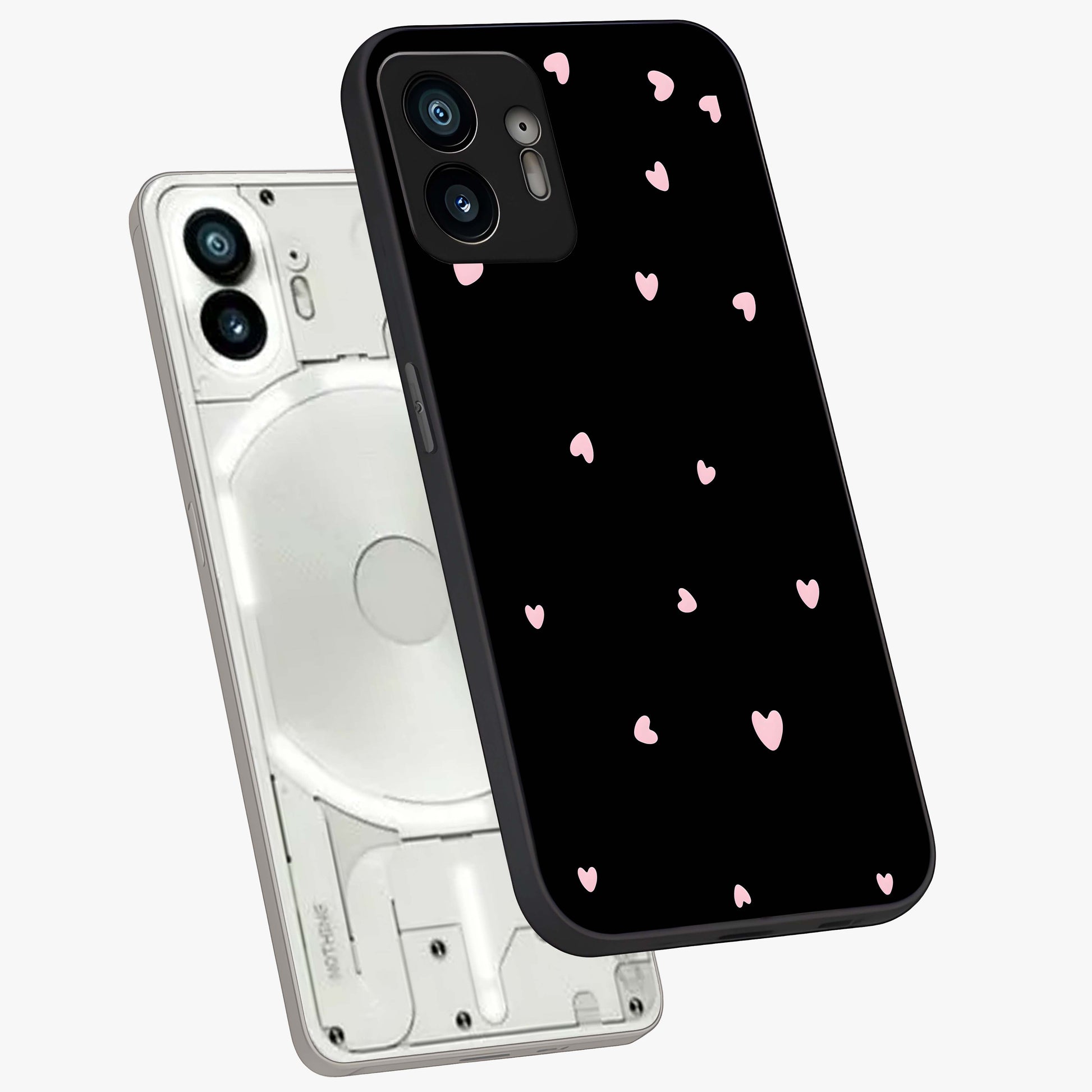Pink Love Drops Glass Case displayed in angled mockup highlighting cute love drop design with vibrant pink aesthetic.