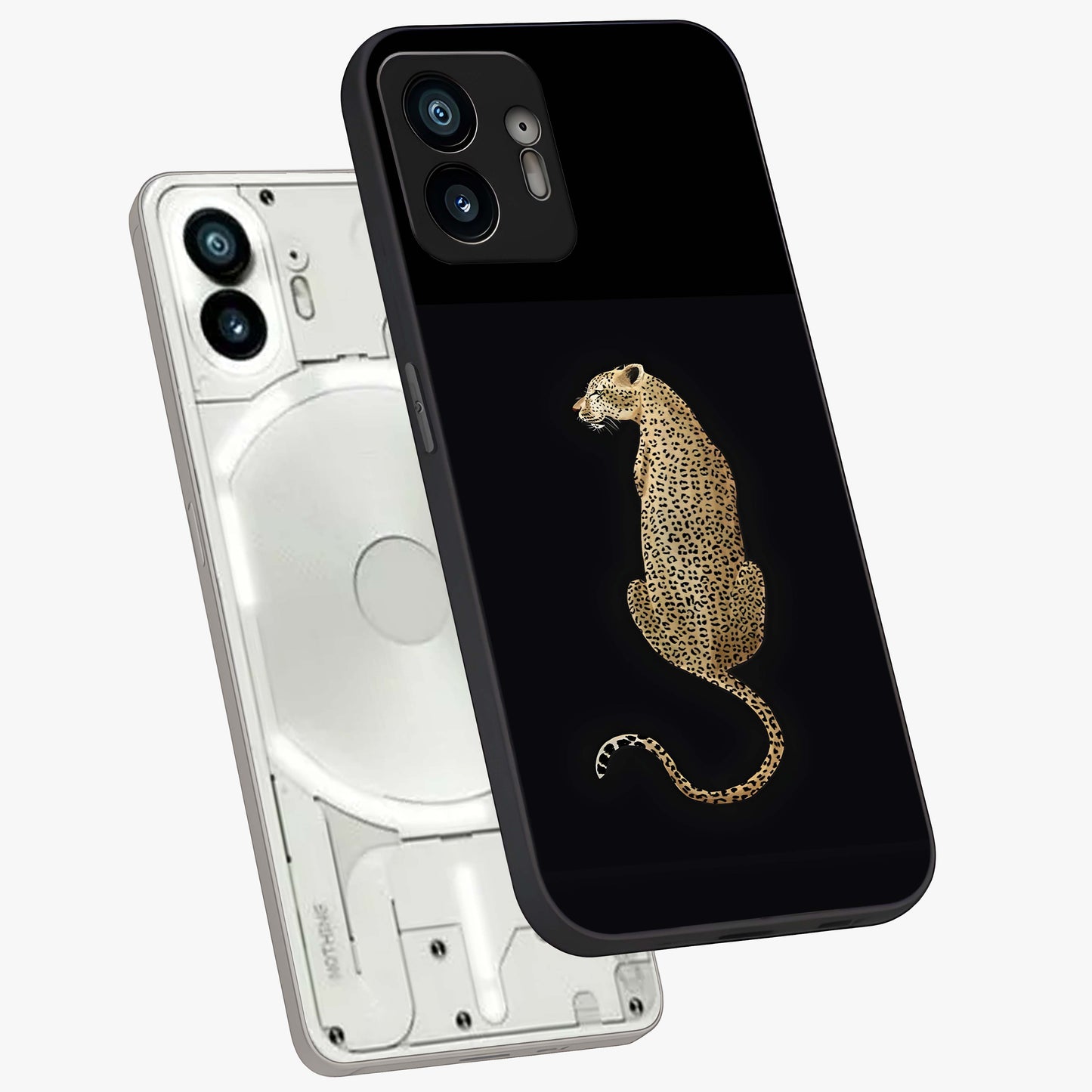 Regal Leopard Glass Case displayed in angled mockup highlighting powerful animal illustration with stylish wild aesthetic.