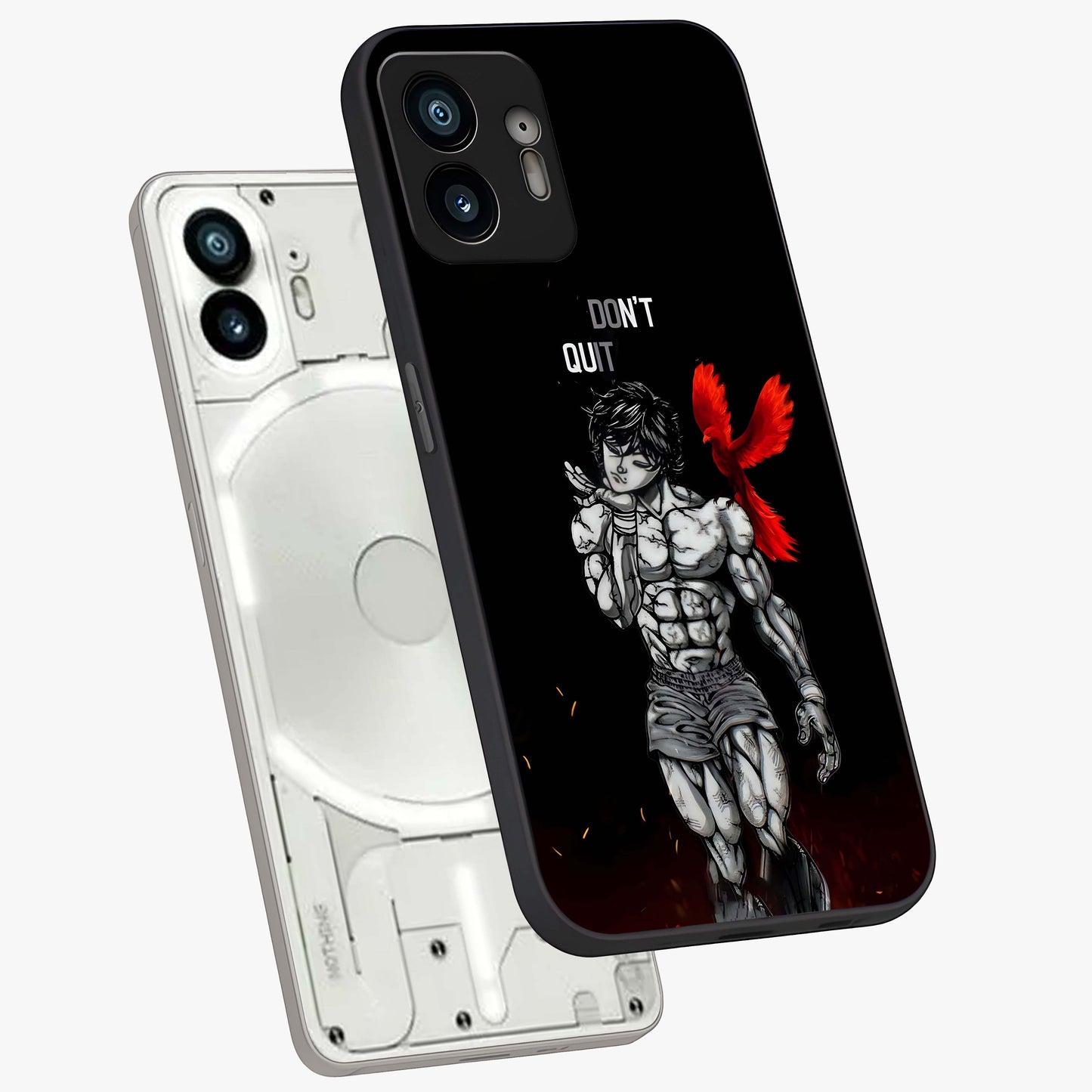 Rise Beyond Limits Glass Case displayed in angled mockup highlighting inspiring message design with modern aesthetic style.