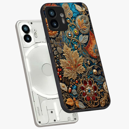 Royal Jewel Garden Glass Case displayed in angled mockup highlighting vibrant jewel inspired floral design with elegant aesthetic.