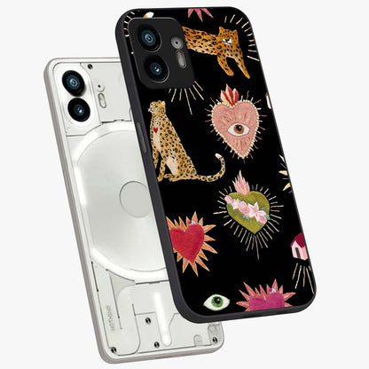 Sacred Jungle Heart Glass Case displayed in angled mockup highlighting lush tropical design with natural aesthetic style.