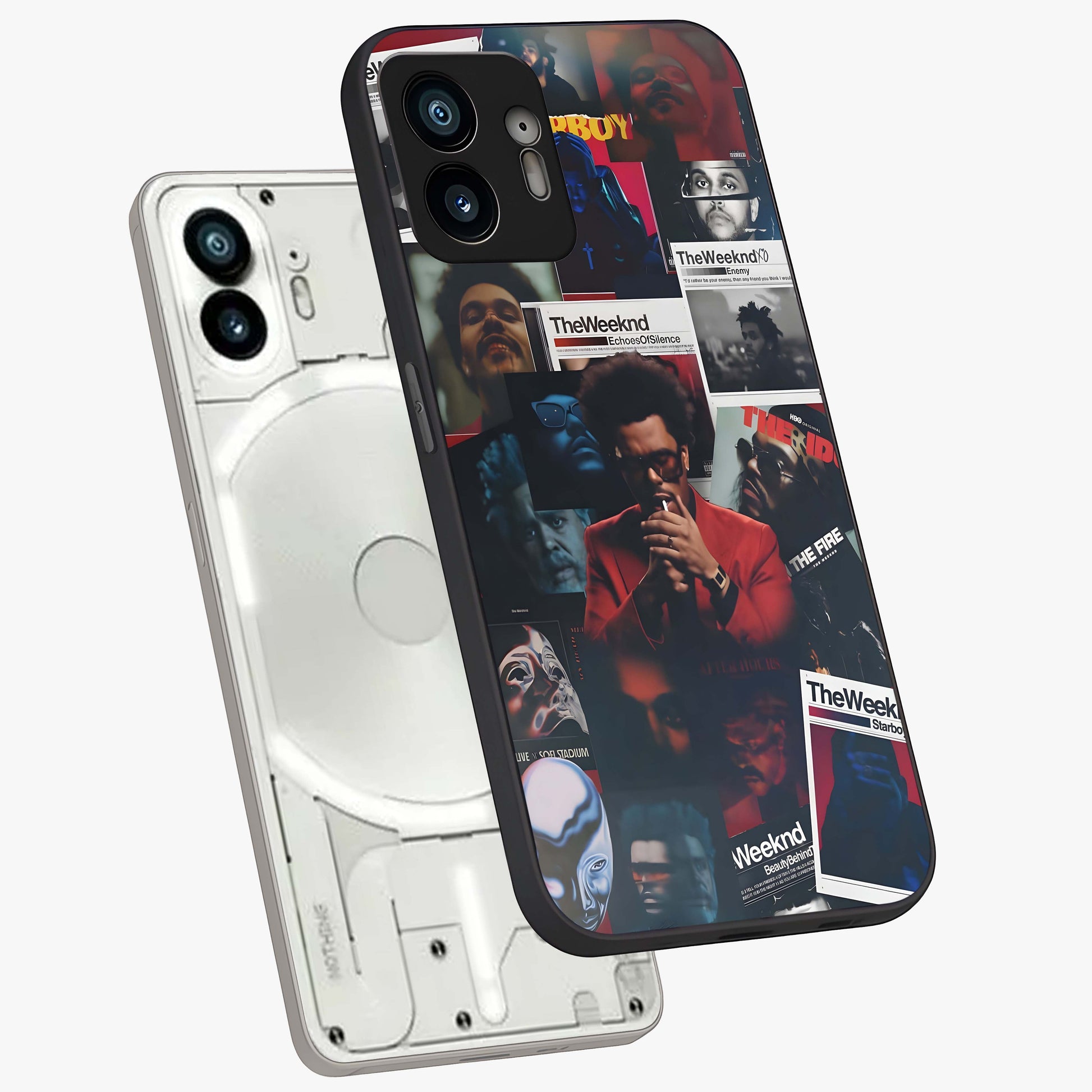 The Weeknd Glass Case displayed in angled mockup highlighting stylish pop culture inspired design with modern aesthetic.