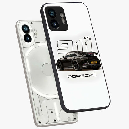 Turbo Legacy Icon Glass Case displayed in angled mockup highlighting dynamic automotive design with performance aesthetic.