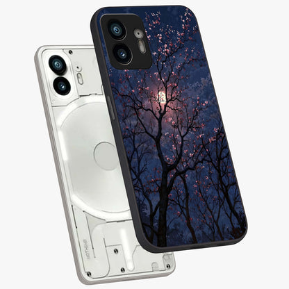 Twilight Sakura Serenade Glass Case displayed in angled mockup highlighting delicate sakura flower design with dreamy aesthetic.