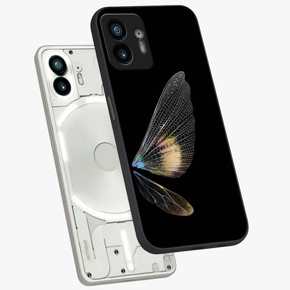 Whispers Of Wings Glass Case displayed in angled mockup highlighting soft feather design with celestial aesthetic style.