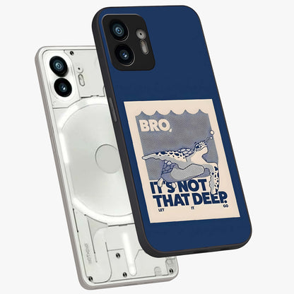 Worry Less Swim Glass Case displayed in angled mockup highlighting fun typography design with relaxed aesthetic style.