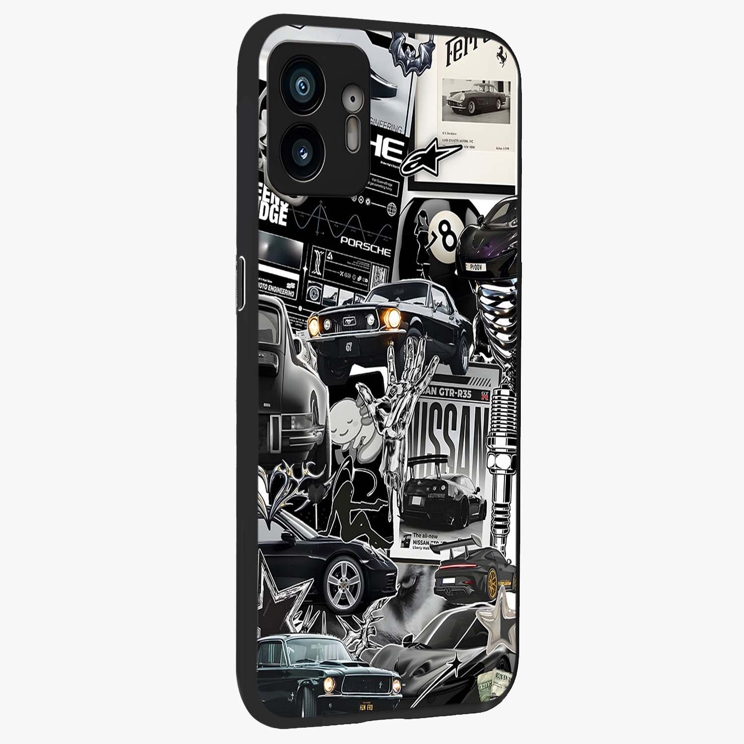 Aesthetic Dark Love Glass Case upright view showcasing dramatic romantic artwork with modern aesthetic style.