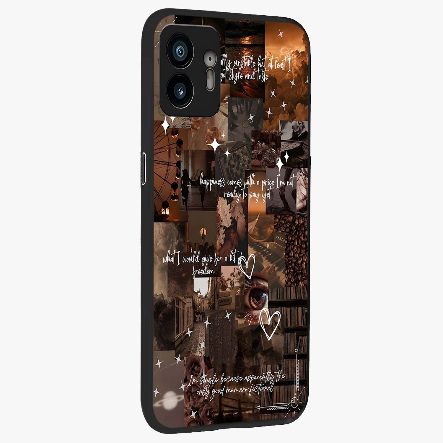 Bittersweet Aesthetic Chaos Glass Case upright view showcasing bold artistic chaos design with modern aesthetic style.