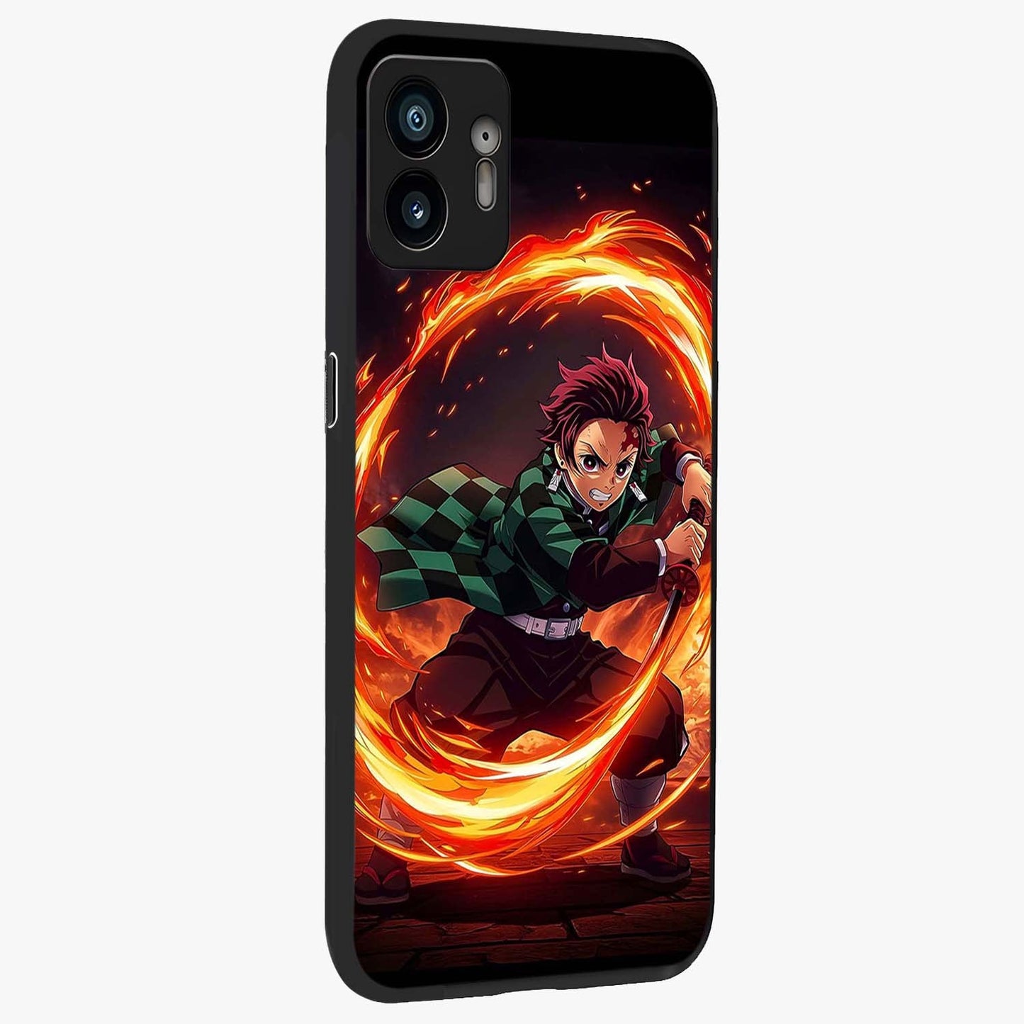 Blazing Sword Resolve Glass Case upright view showcasing dramatic warrior inspired artwork with intense visual style.