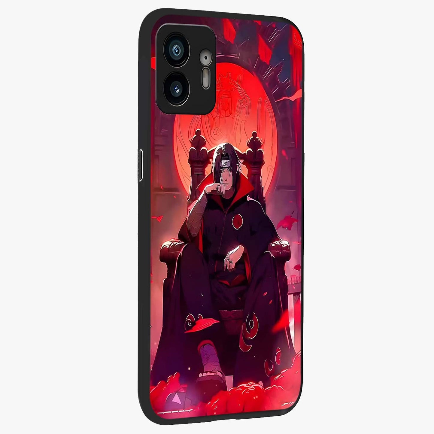 Blood Moon Sovereign Glass Case upright view showcasing powerful moon inspired artwork with cosmic aesthetic style.