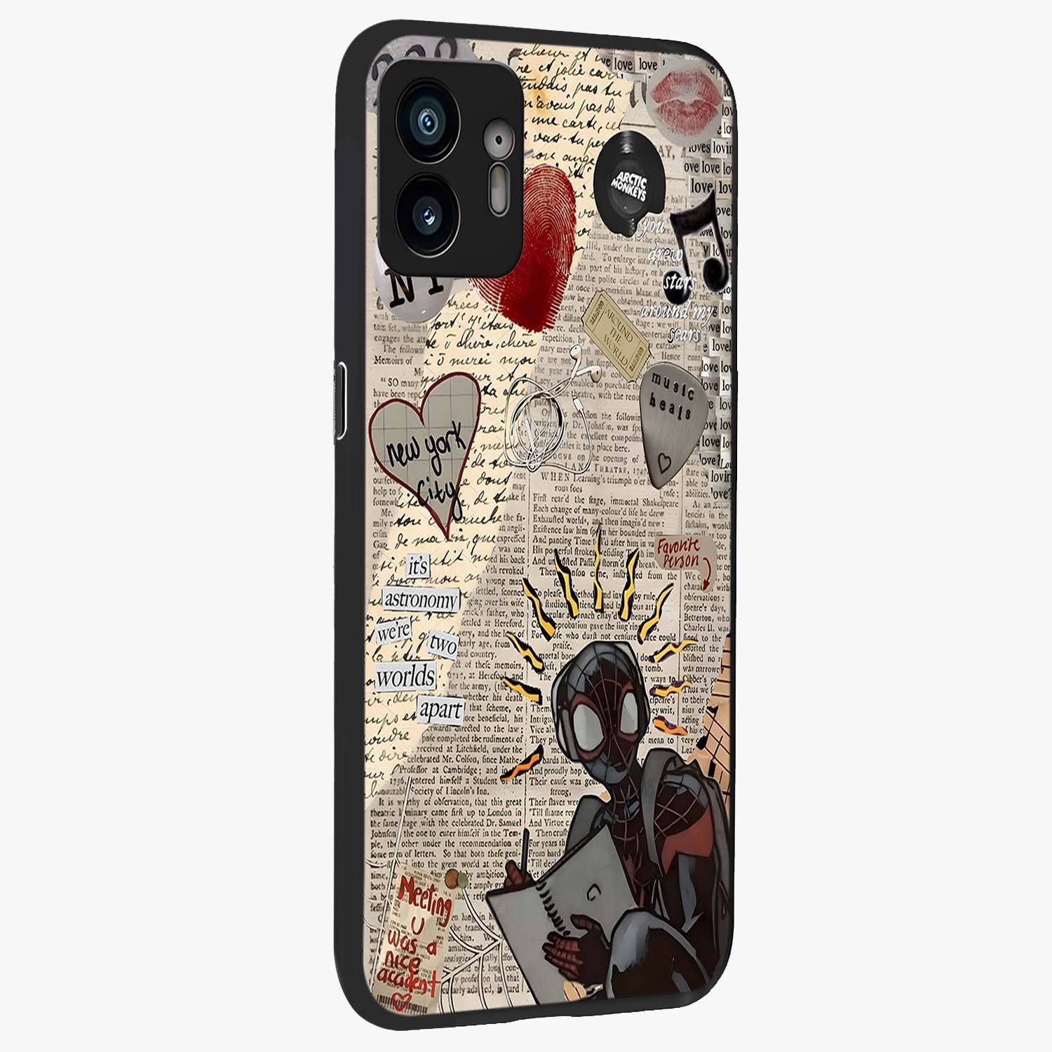 City Dream Sketch Glass Case upright view showcasing urban skyline artwork with stylish hand drawn design.