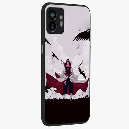 Crimson Crow Ascension Glass Case upright view showcasing dramatic crow artwork with bold gothic theme.