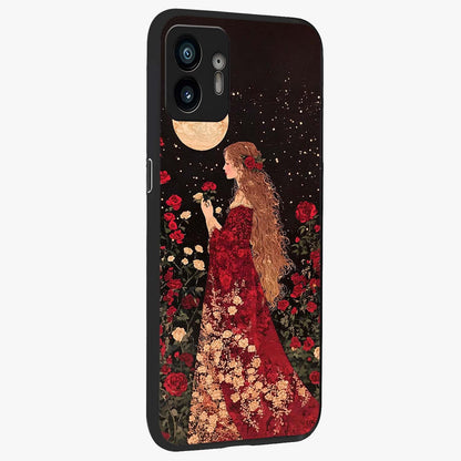 Crimson Dreams Glass Case upright view showcasing dreamy red toned artwork with modern aesthetic style.