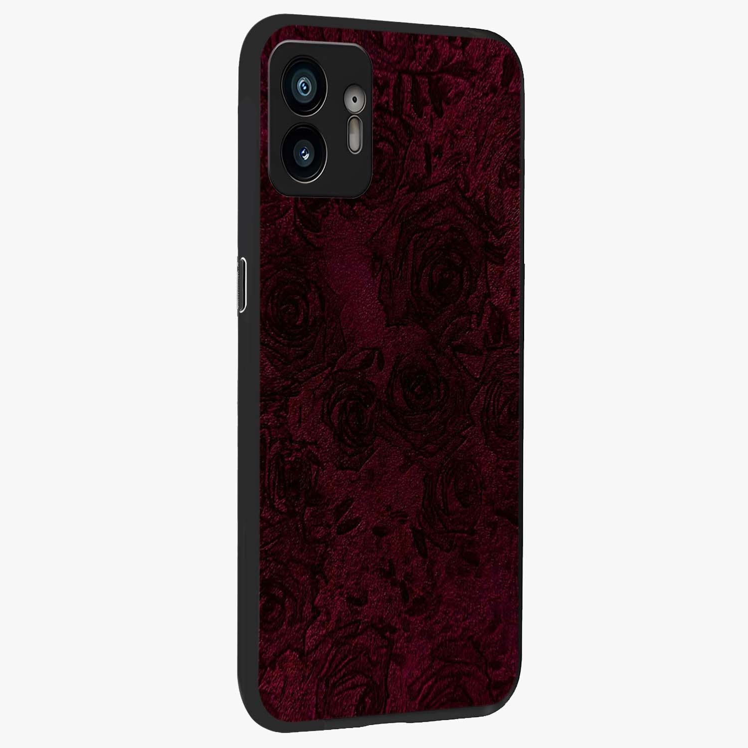 Crimson Fade Flow Glass Case upright view showcasing dynamic crimson flow artwork with stylish abstract theme.