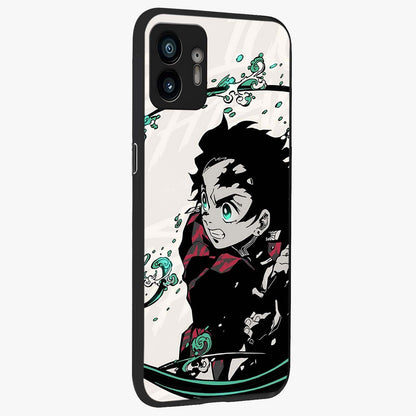 Demon Slayer Glass Case upright view showcasing powerful anime artwork with intense warrior theme.