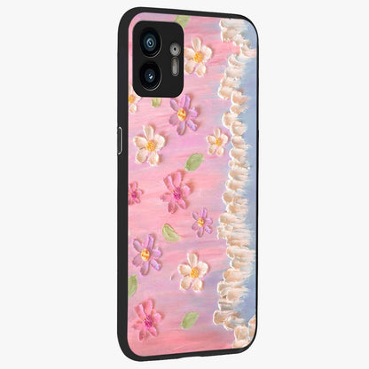 Dreamy Painted Garden Glass Case upright view showcasing vibrant floral garden artwork with artistic nature theme.