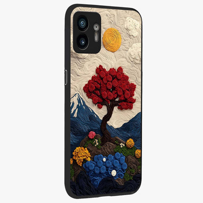 Eternal Nature Tapestry Glass Case upright view showcasing elegant nature tapestry design with decorative style.