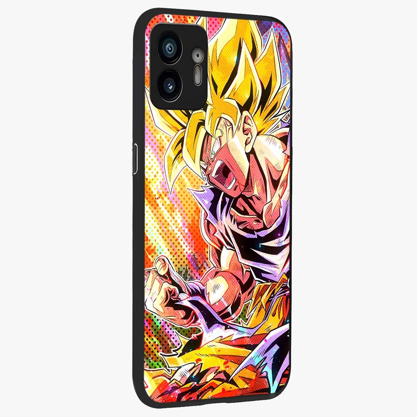 Firing Goku Glass Case upright view showcasing energetic anime artwork with bold warrior theme.