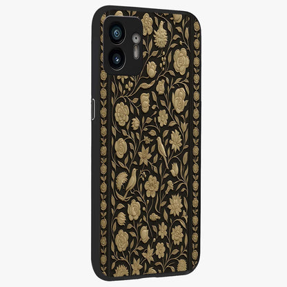 Golden Evil Eye Mandala Glass Case upright view showcasing decorative evil eye mandala artwork with spiritual aesthetic style.