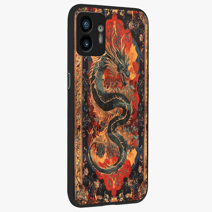 Inferno Dragon Soul Glass Case upright view showcasing intense dragon artwork with fantasy fire theme.