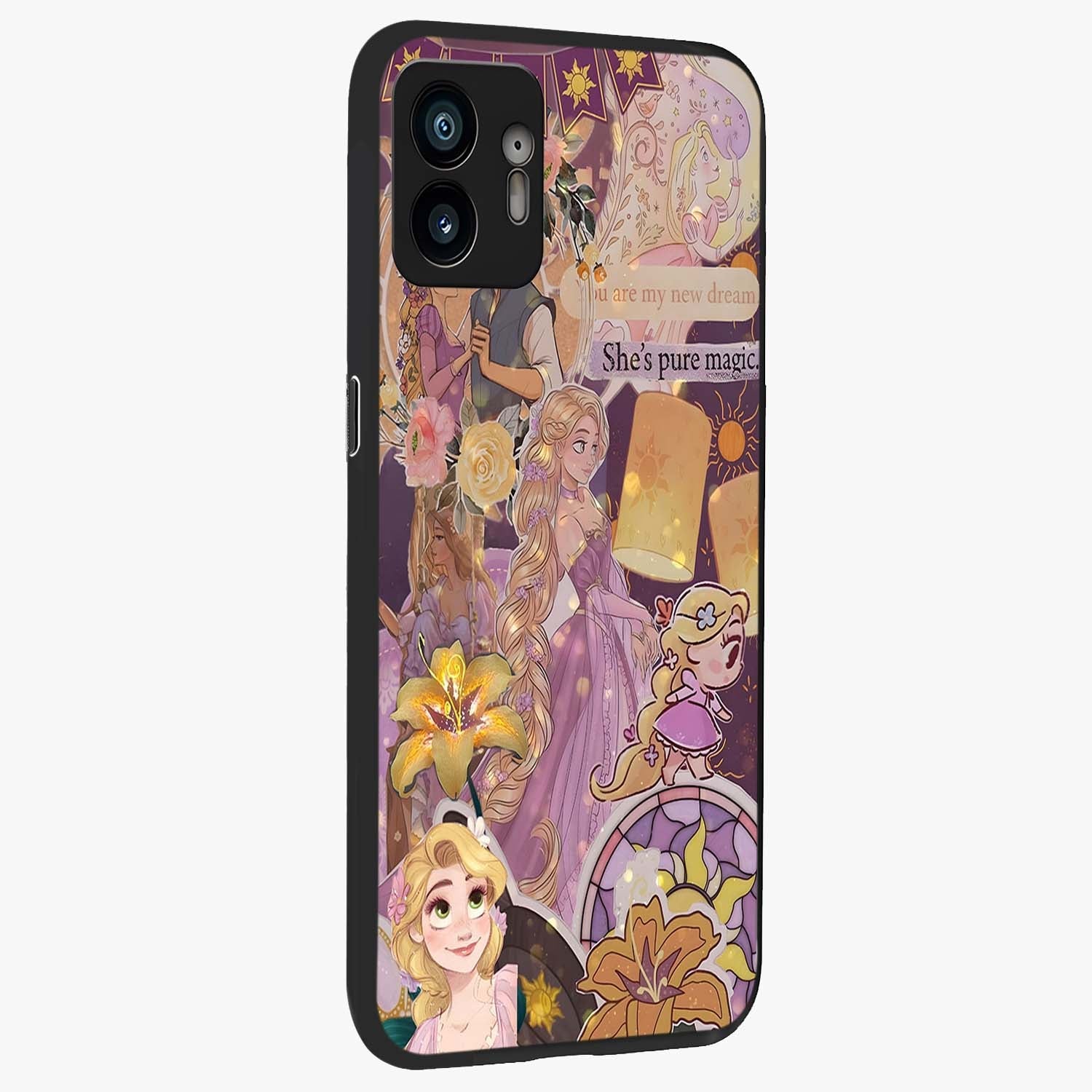 Magical Tangled Dream Glass Case upright view showcasing enchanting artistic artwork with dreamy fantasy theme.
