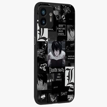 Midnight Chaos Mind Glass Case upright view showcasing expressive abstract artwork with bold dark theme.