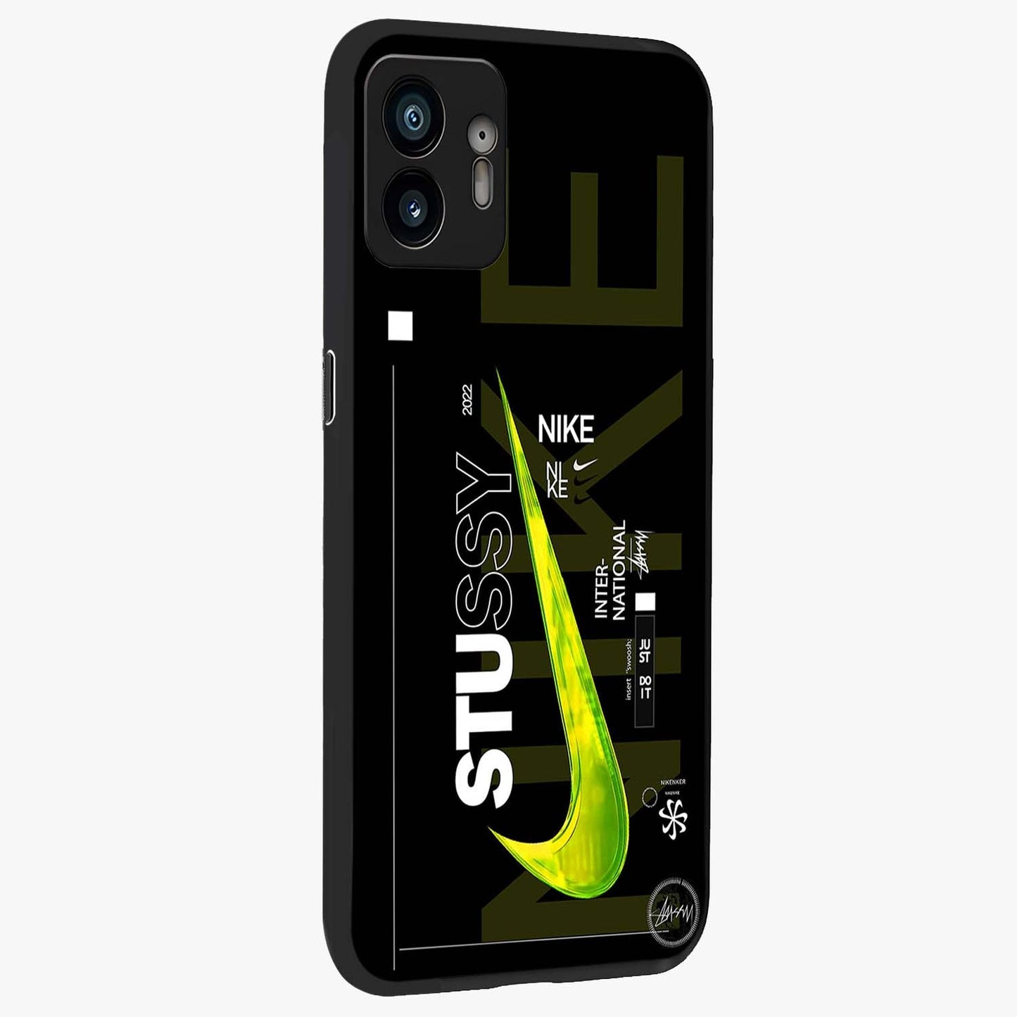Neon Street Edition Glass Case upright view showcasing colorful neon artwork with modern street culture theme.