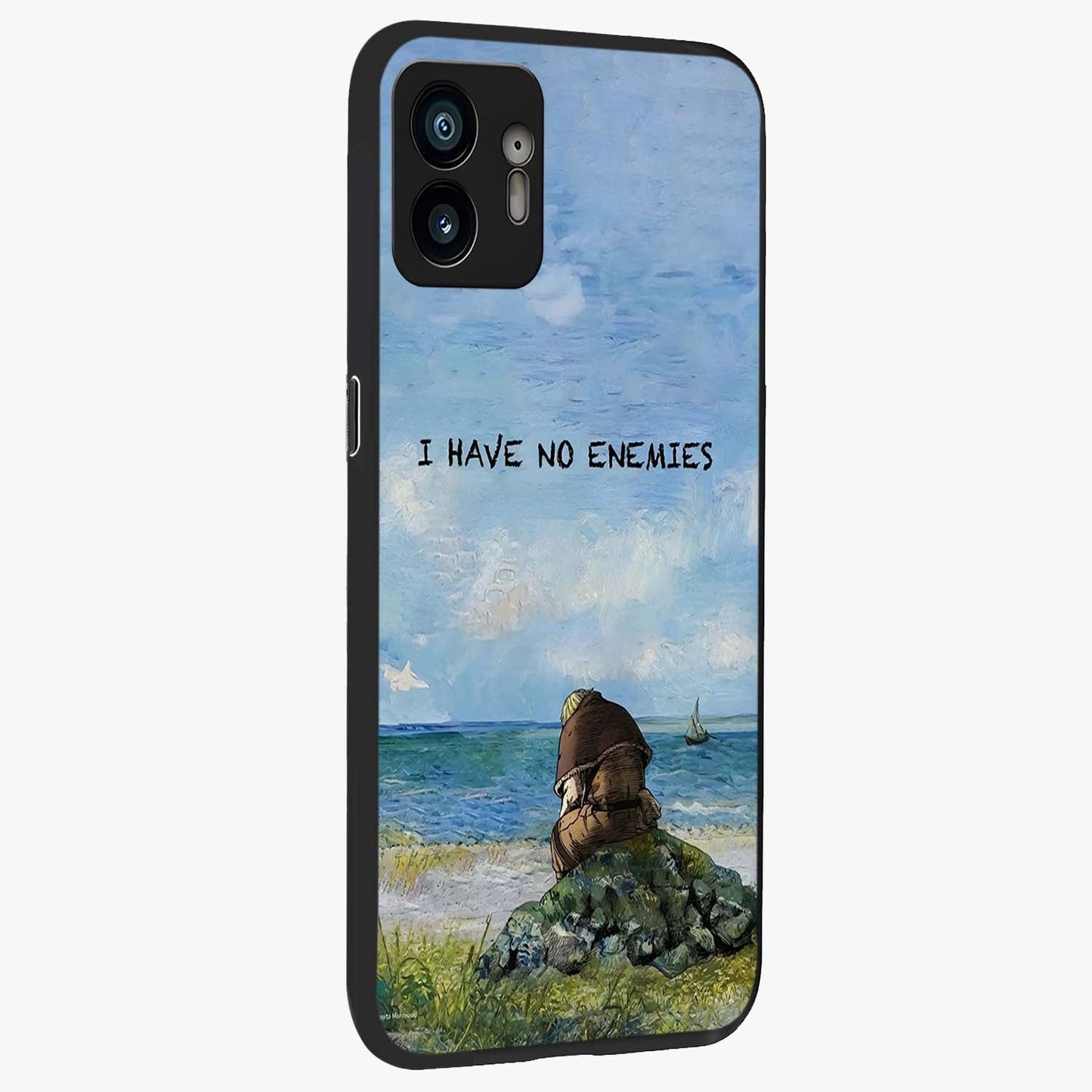 Peace Beyond War Glass Case upright view showcasing powerful peace symbol artwork with inspirational theme.