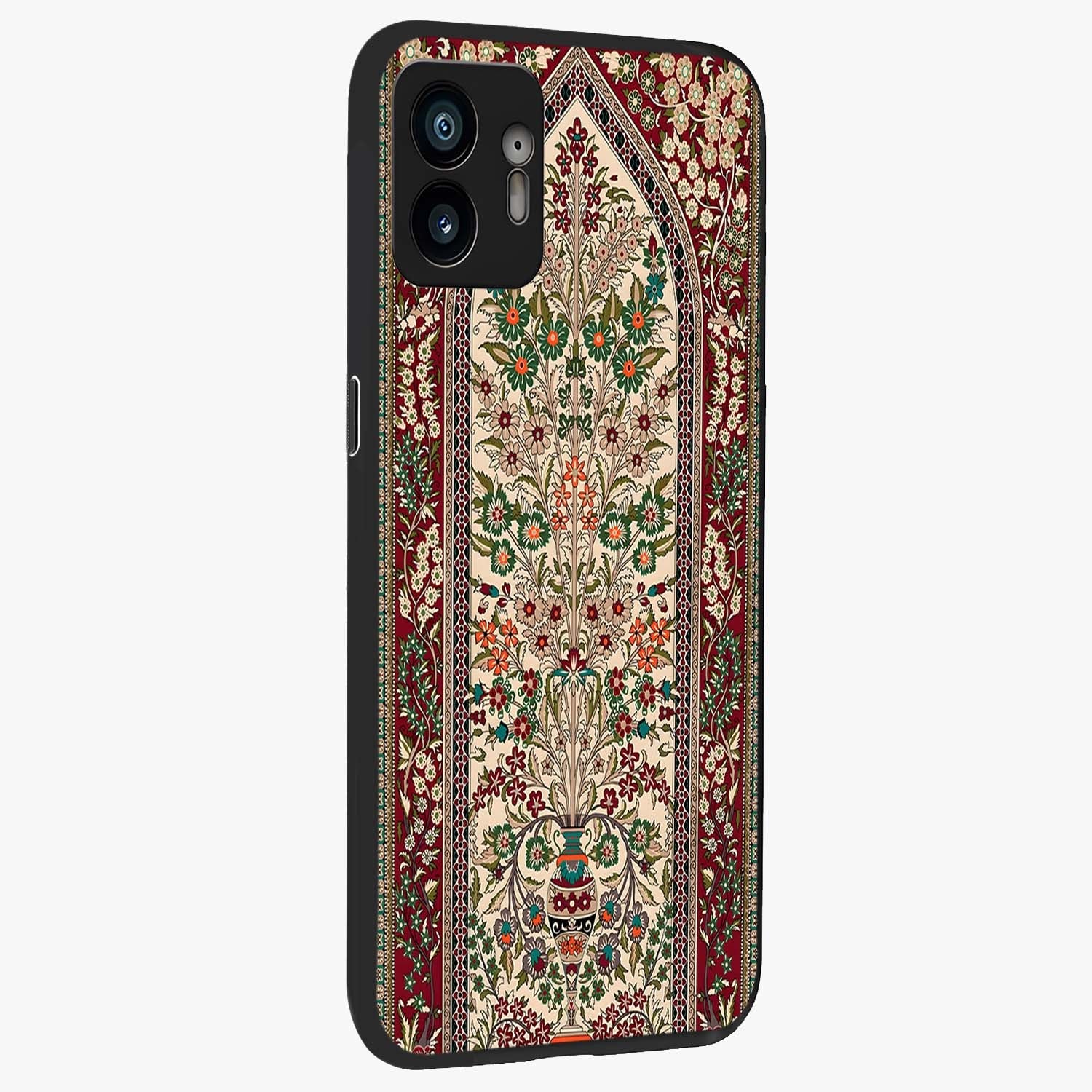 Persian Inspired Glass Case upright view showcasing decorative Persian artwork with rich heritage theme.