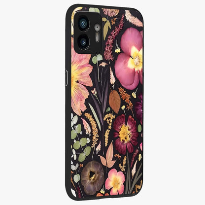 Petal Dream Tapestry Glass Case upright view showcasing detailed floral tapestry artwork with artistic nature theme.