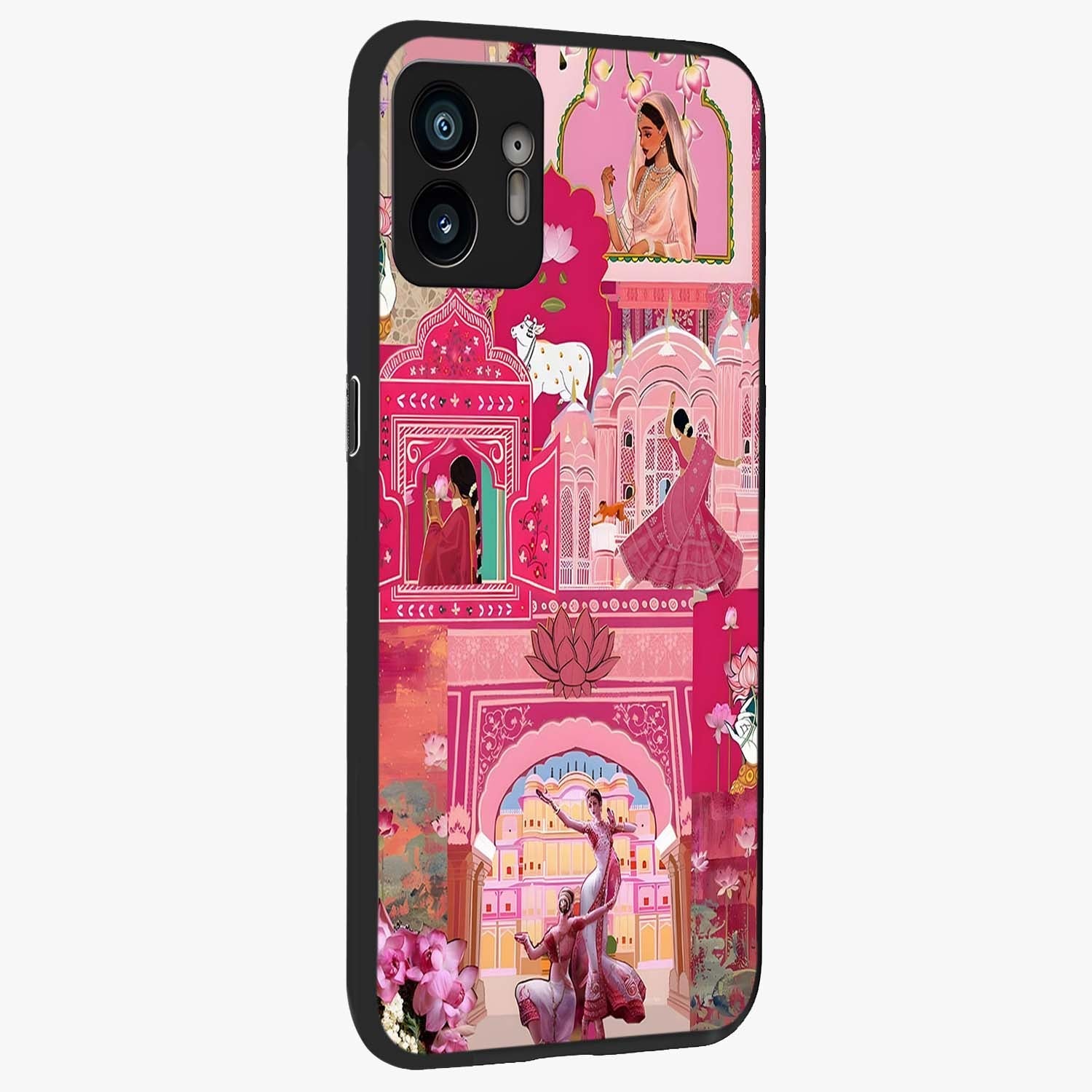 Pink Palace Muse Glass Case upright view showcasing artistic palace artwork with graceful royal theme.