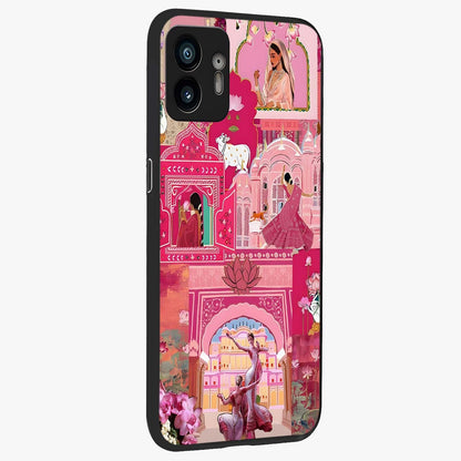 Pink Palace Muse Glass Case upright view showcasing artistic palace artwork with graceful royal theme.