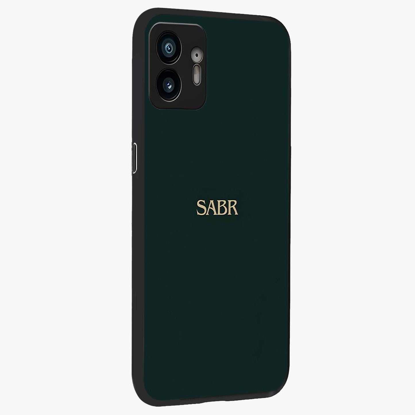 Sabr Minimal Patience Glass Case upright view showcasing calm minimalist artwork with motivational patience theme.