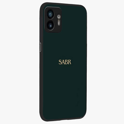 Sabr Minimal Patience Glass Case upright view showcasing calm minimalist artwork with motivational patience theme.