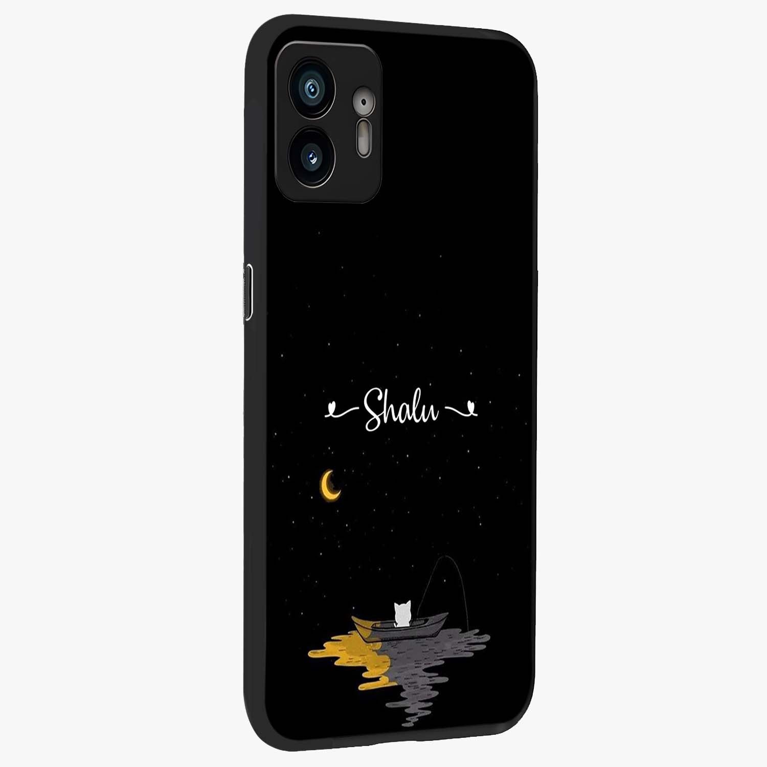 Silent Night Row Glass Case upright view showcasing tranquil night artwork with serene landscape theme.
