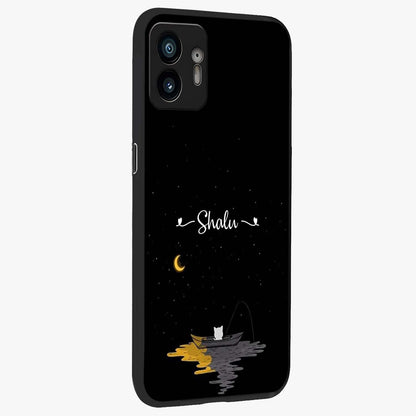 Silent Night Row Glass Case upright view showcasing tranquil night artwork with serene landscape theme.