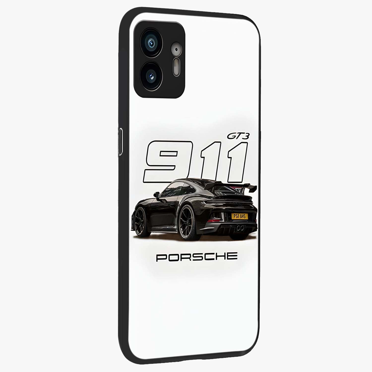 Turbo Legacy Icon Glass Case upright view showcasing bold racing inspired artwork with classic car theme.