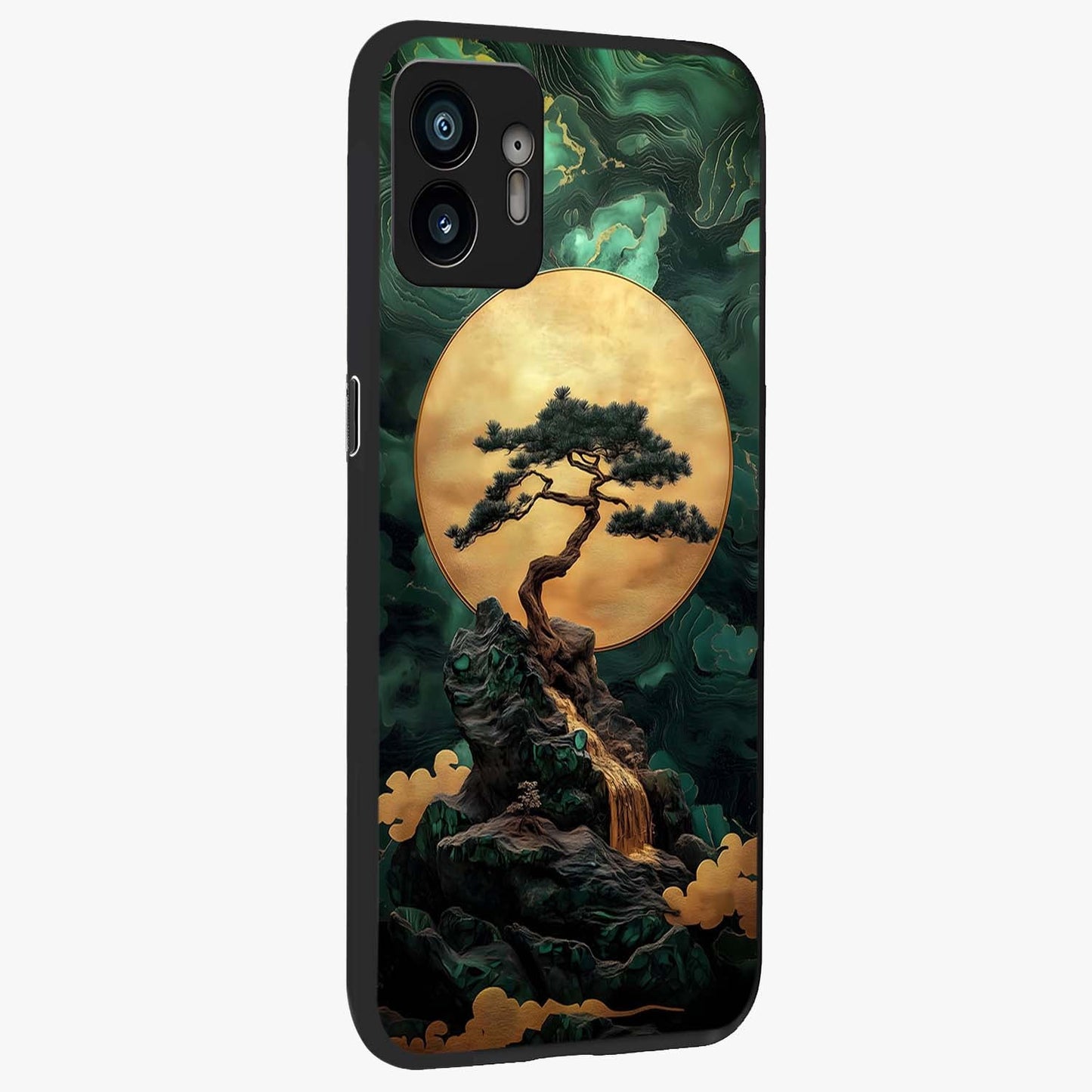 Zen Moon Rise Glass Case upright view showcasing serene moon artwork with tranquil night theme.