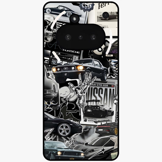 Aesthetic Dark Love Glass Case showing flat back view with dark romantic artwork and glossy glass finish.